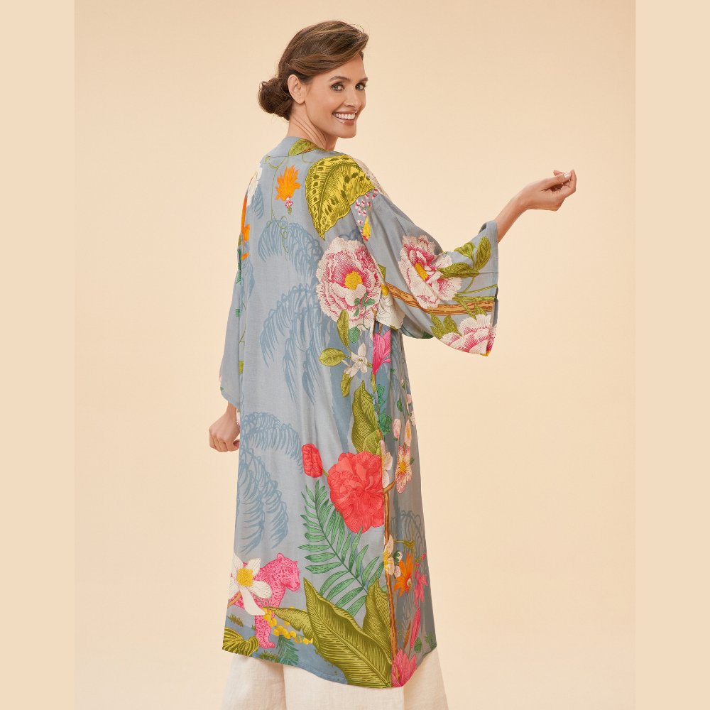 Ladies Kimono Gown Tropical Flora & Fauna By Powder Design PKG SS24