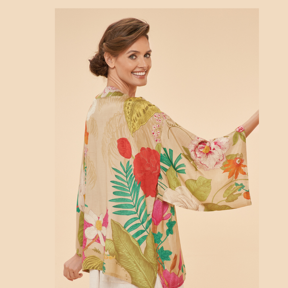 Ladies Kimono Jacket Tropical Flora & Fauna By Powder Design PKJ SS24