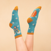 Ladies Bamboo Mix Ankle Sock Art Deco Floral Perfect Gift by Powder Design
