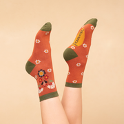 Ladies Bamboo Mix Ankle Sock Art Deco Floral Perfect Gift by Powder Design