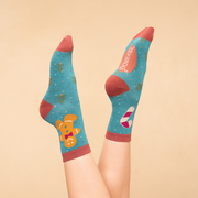 Ladies Bamboo Mix Ankle Sock Gingerbread Man Perfect Gift by Powder Design