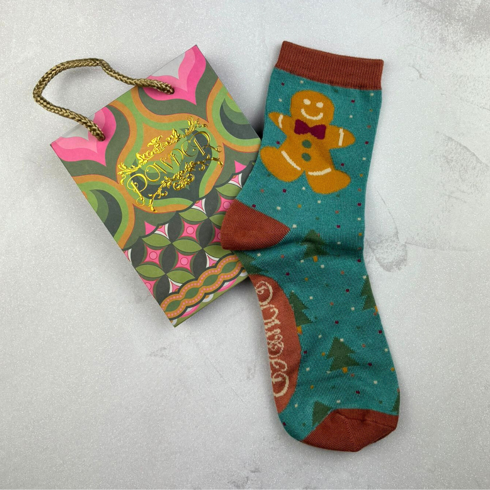 Ladies Bamboo Mix Ankle Sock Gingerbread Man Perfect Gift by Powder Design AW23