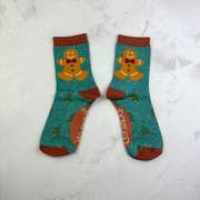 Ladies Bamboo Mix Ankle Sock Gingerbread Man Perfect Gift by Powder Design AW23