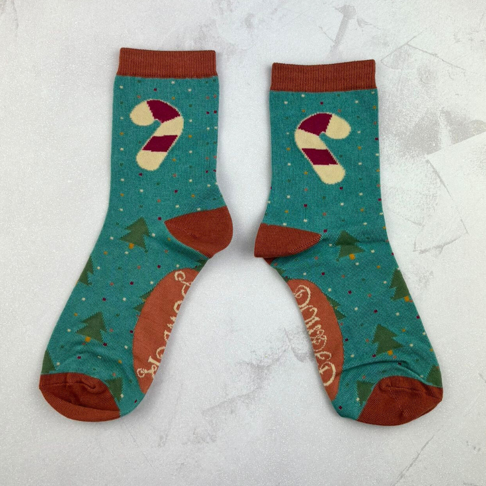 Ladies Bamboo Mix Ankle Sock Gingerbread Man Perfect Gift by Powder Design AW23