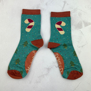 Ladies Bamboo Mix Ankle Sock Gingerbread Man Perfect Gift by Powder Design AW23