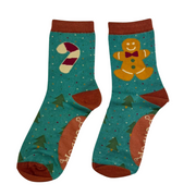 Ladies Bamboo Mix Ankle Sock Gingerbread Man Perfect Gift by Powder Design AW23