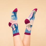 Ladies Bamboo Mix Ankle Sock Mouse On Skis Perfect Gift by Powder Design