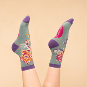 Ladies Bamboo Mix Ankle Sock Painted Blooms Perfect Gift by Powder Design