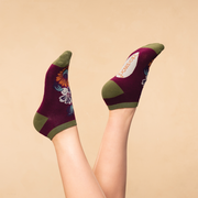 Ladies Bamboo Mix Trainer Sock Vintage Floral Perfect Gift by Powder Design