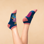 Ladies Bamboo Mix Trainer Sock Vintage Floral Perfect Gift by Powder Design