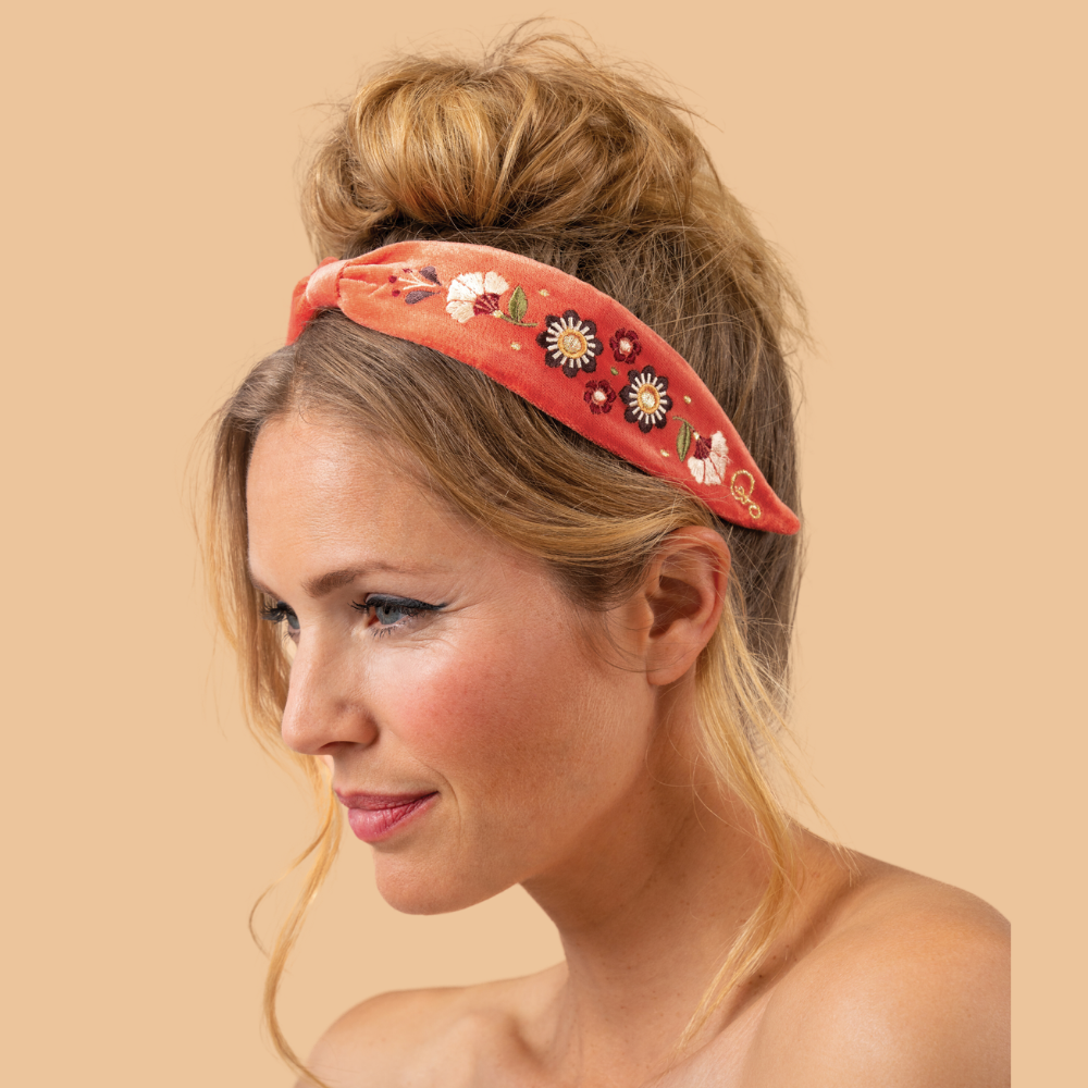 Ladies Embroidered Narrow Headband Perfect Gift by Powder Design