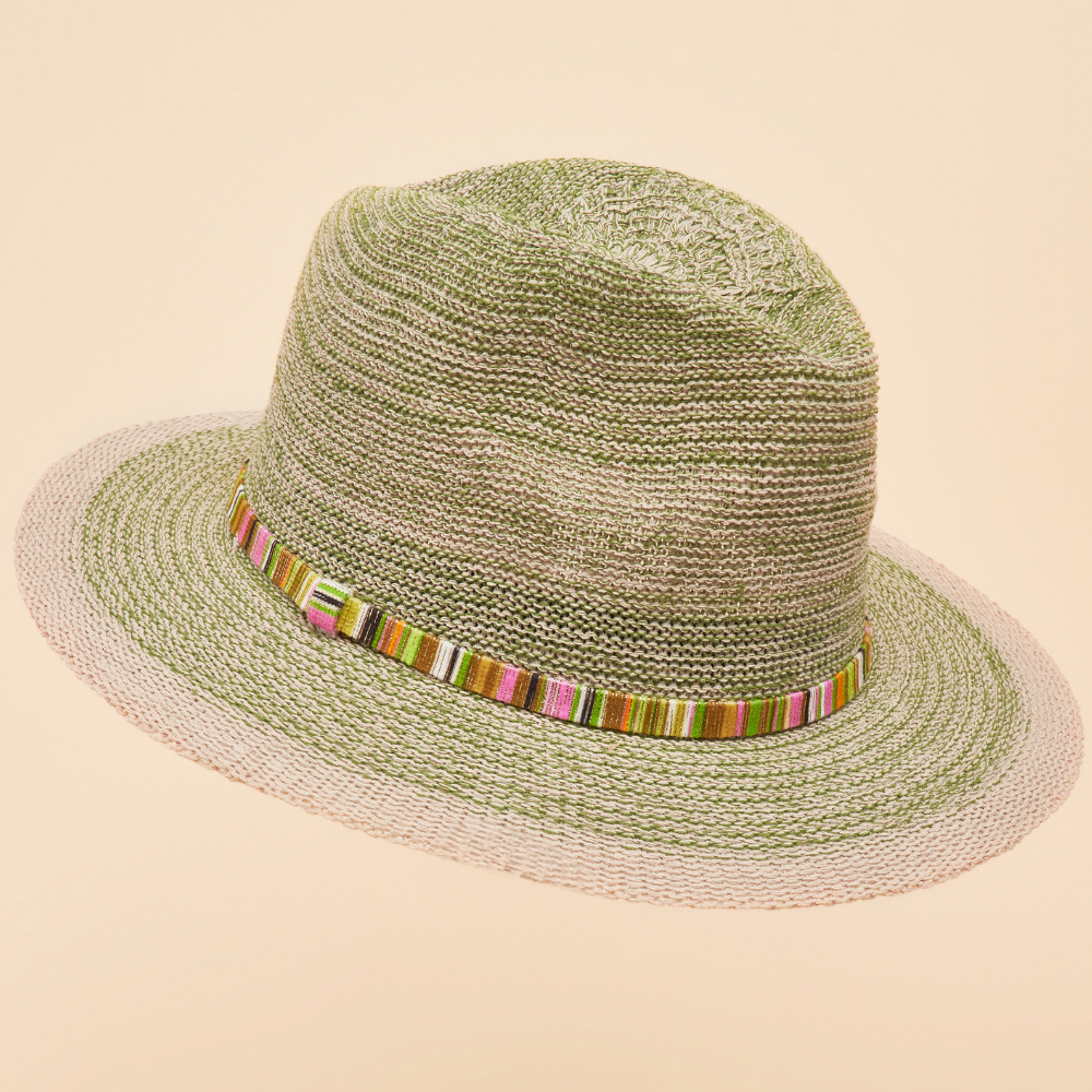 Ladies Natalie Sun Hat Fern With Shimmer Band By Powder Design NAT44 SS24