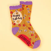 Ladies Bamboo Ankle Socks Happy Birthday Floral Perfect Gift by Powder Design SOC487