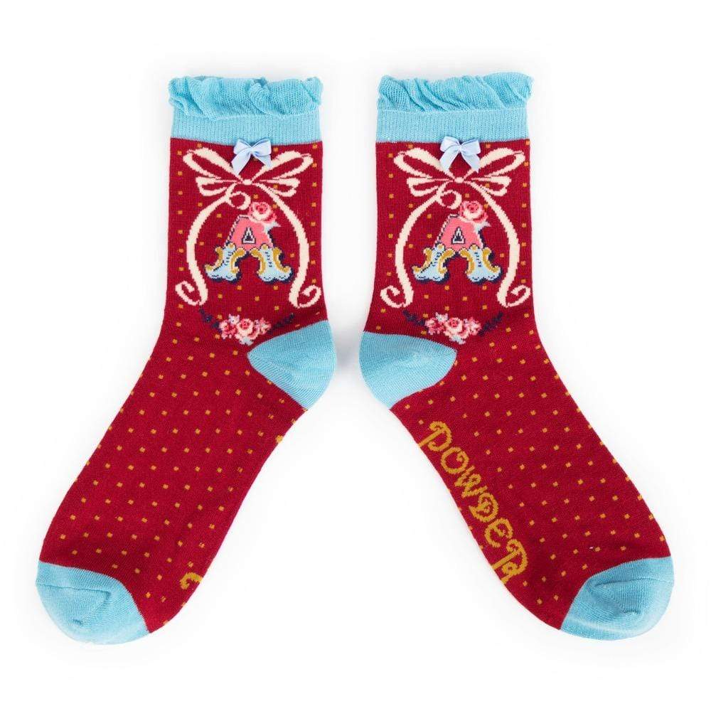 Ladies Bamboo Alphabet Ankle Socks A-Z Perfect Gift by Powder Design