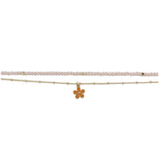 Anklet Beaded Layered with Flower Charm CIRCE Jewellery Gift by Big Metal London 2812 - in Orange
