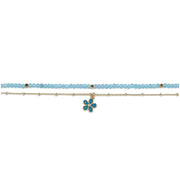 Anklet Beaded Layered with flower Charm CIRCE Jewellery Gift by Big Metal London 2812 in turquoise