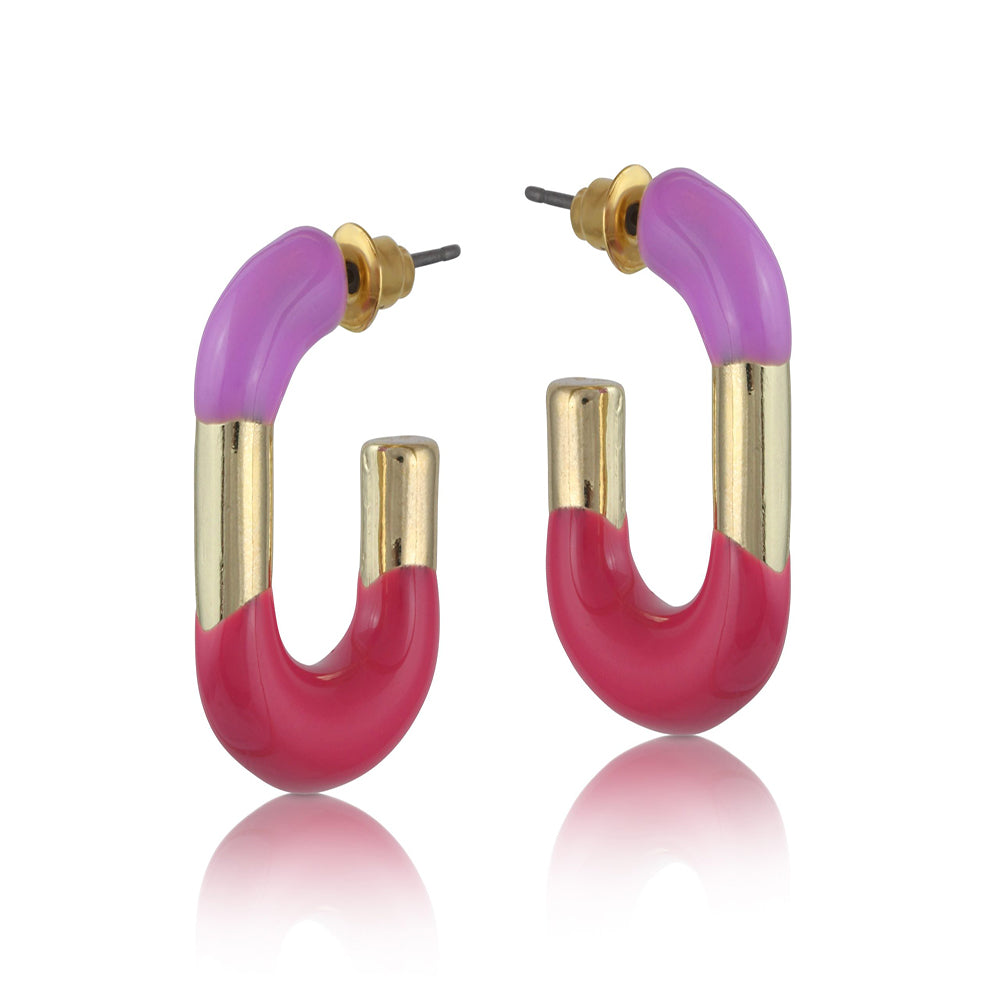 Ladies Earrings Hermione Colour Block Enamelled Hoop Perfect Jewellery Gift by Big Metal London