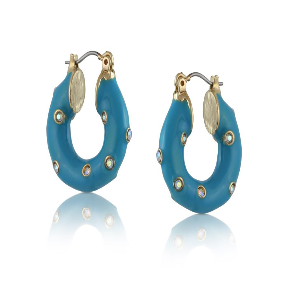 Ladies Earrings Sarah Encrusted Enamelled Hoop Perfect Jewellery Gift by Big Metal London
