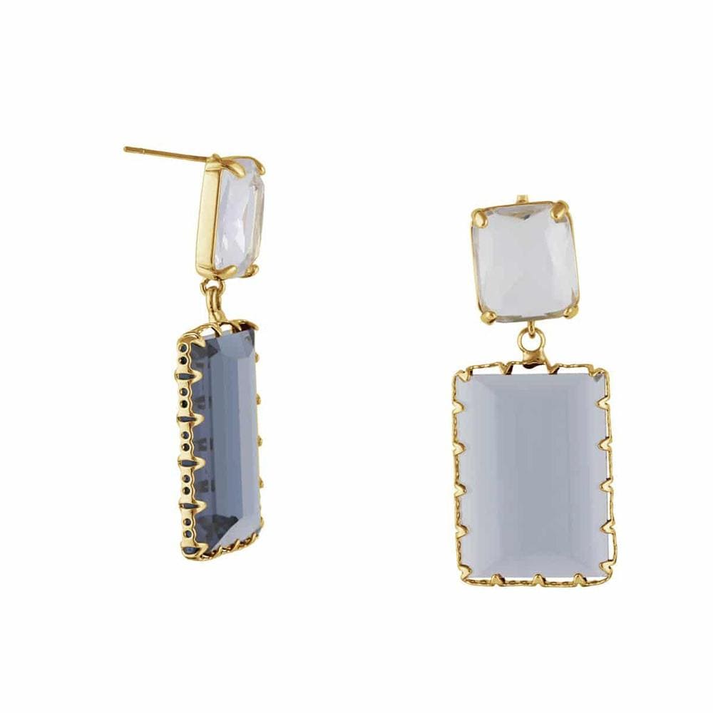 Ladies Pierced Earrings COSETTE Allure Stone Cut Luxe Jewellery Gift by Big Metal London