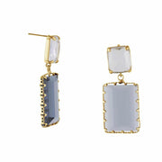 Ladies Pierced Earrings COSETTE Allure Stone Cut Luxe Jewellery Gift by Big Metal London