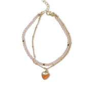 Ladies Bracelet Beaded Layered with Heart Charm CIRCE Jewellery Gift by Big Metal London 2808 in cream