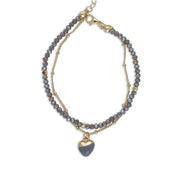 Ladies Bracelet Beaded Layered with Heart Charm ELSA Jewellery Gift by Big Metal London 2806