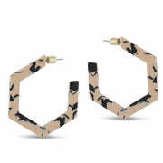 Ladies Pierced Earrings Hexagon Resin OLIVIA 2405 Jewellery Gift by Big Metal London
