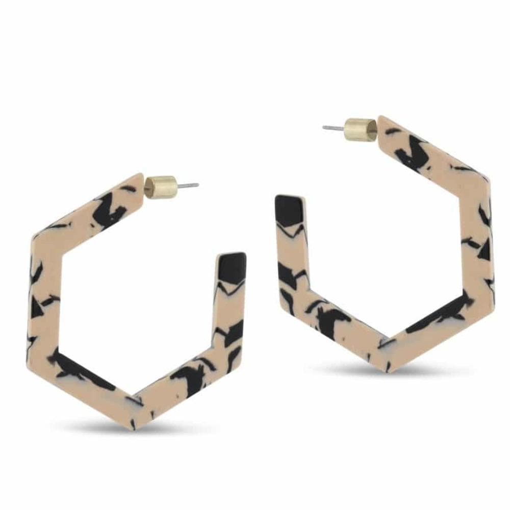 Ladies Pierced Earrings Hexagon Resin OLIVIA 2405 Jewellery Gift by Big Metal London