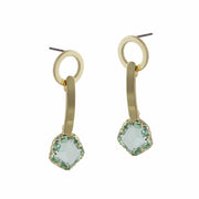 Ladies MILA Crystal Hexagon Brass Earrings Perfect Jewellery Gift by Big Metal London