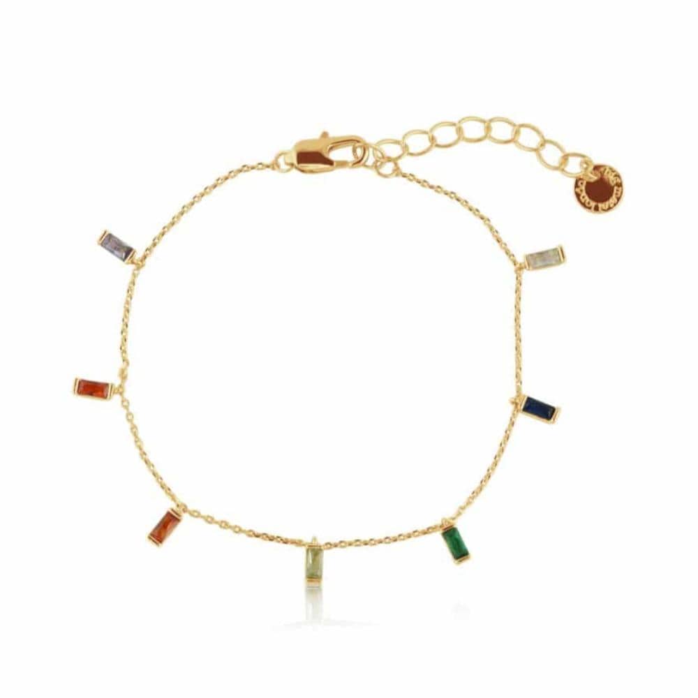 Ladies Bracelet IRIS Rainbow Baguette Stones Jewellery Gift by Big Metal London