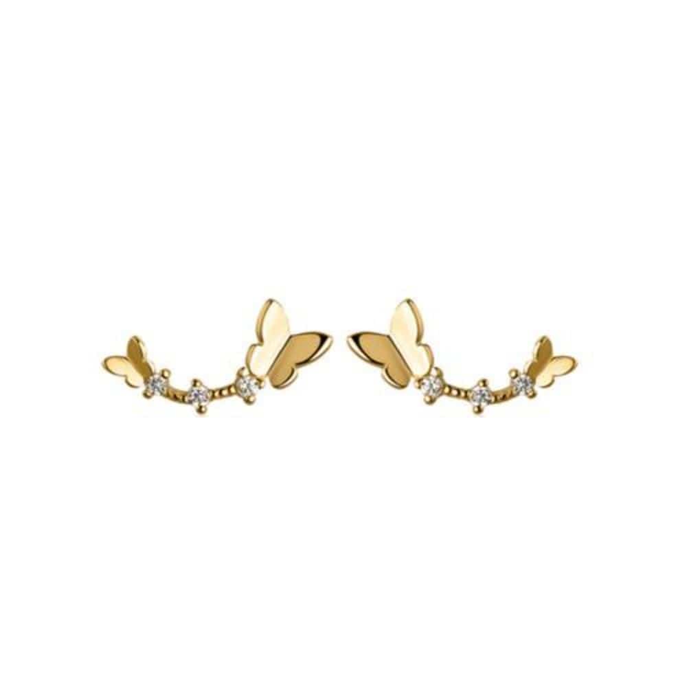 Ladies Stud Earrings Gold Plated 925 Sterling Silver or 925 Sterling Silver Butterfly Trail Perfect Jewellery Gift by White Leaf EAQ136