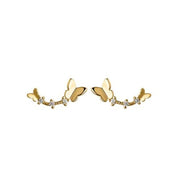 Ladies Stud Earrings Gold Plated 925 Sterling Silver or 925 Sterling Silver Butterfly Trail Perfect Jewellery Gift by White Leaf EAQ136