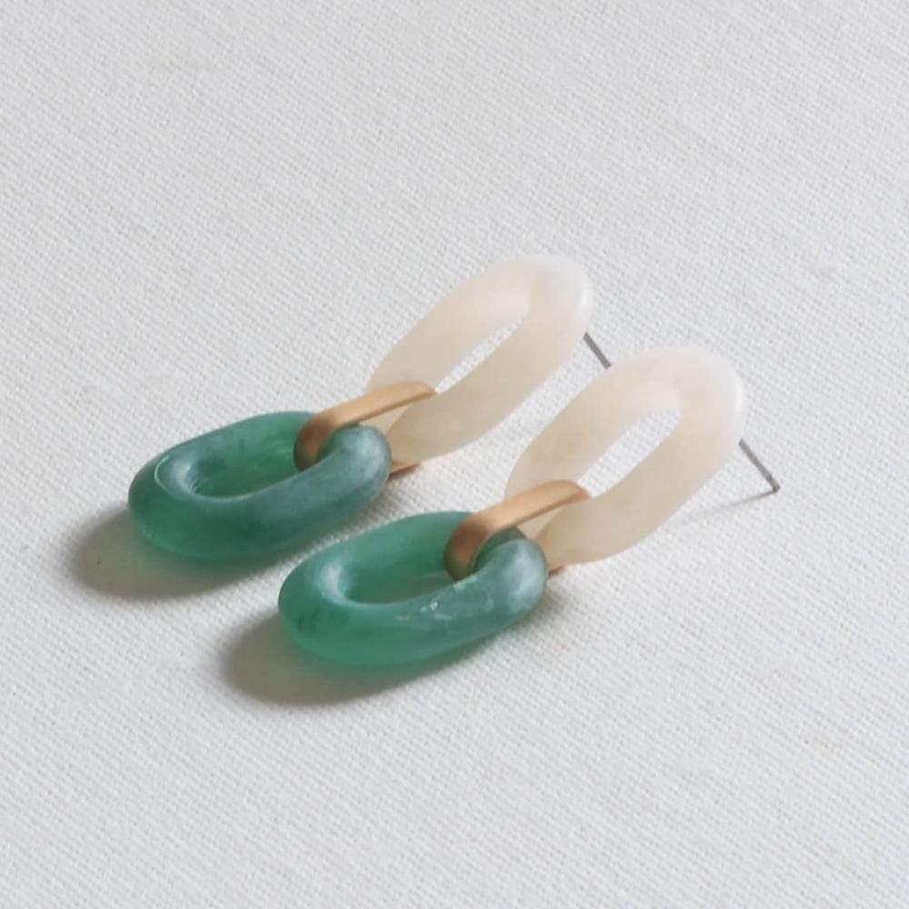 Ladies Earrings for Pierced Ears PETRA Matte Resin Links Jewellery Gift by Big Metal London