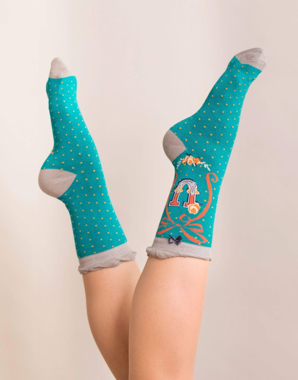 Ladies Bamboo Alphabet Ankle Socks A-Z Perfect Gift by Powder Design