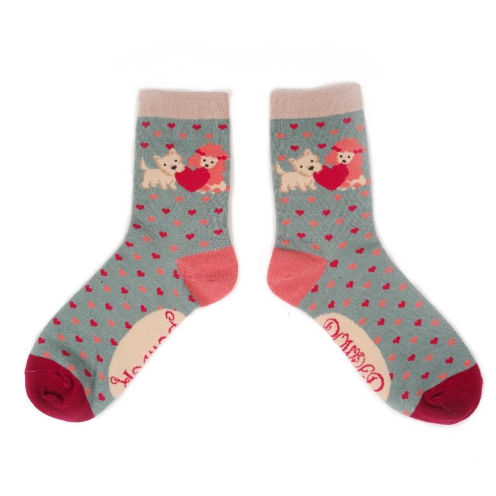Ladies Bamboo Ankle Socks PUPPY LOVE Perfect Gift by Powder Design