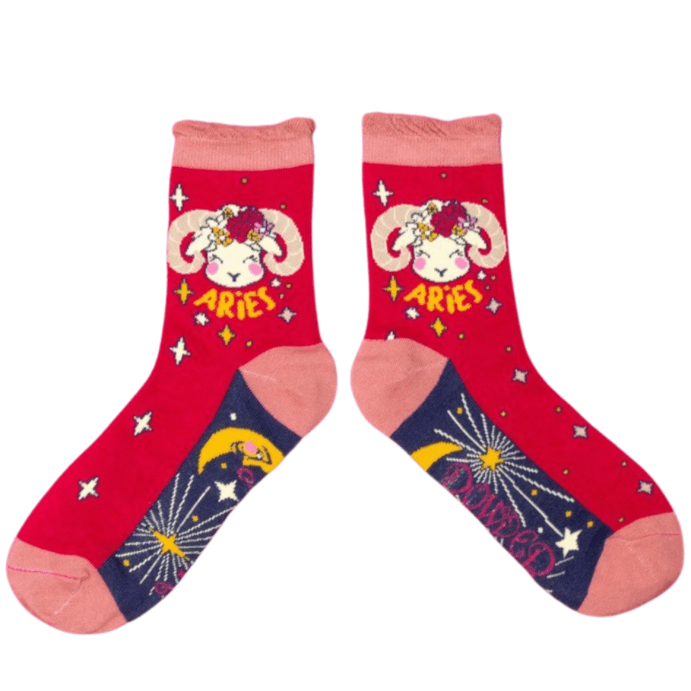 Ladies Bamboo Zodiac Ankle Socks perfect gift by Powder-UK - Aries