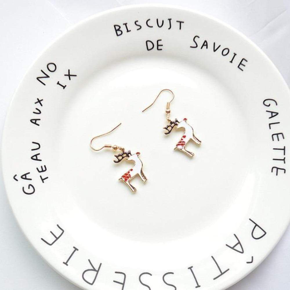 Ladies Christmas Pierced Earrings Reindeer Design Jewellery Gift Last True Angel LEQ92W