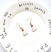 Ladies Christmas Pierced Earrings White Enamelled Christmas Tree Jewellery Gift Last True Angel LEQ91W
