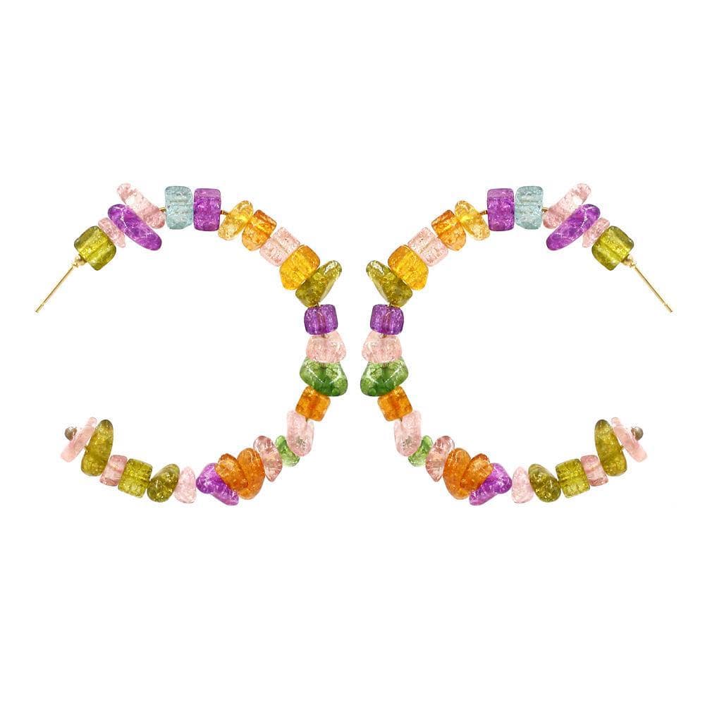 Ladies Hoop Earrings - Multi Coloured Resin Bead Hoops - Jewellery Gift - Last True Angel