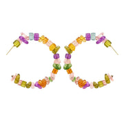 Ladies Hoop Earrings - Multi Coloured Resin Bead Hoops - Jewellery Gift - Last True Angel