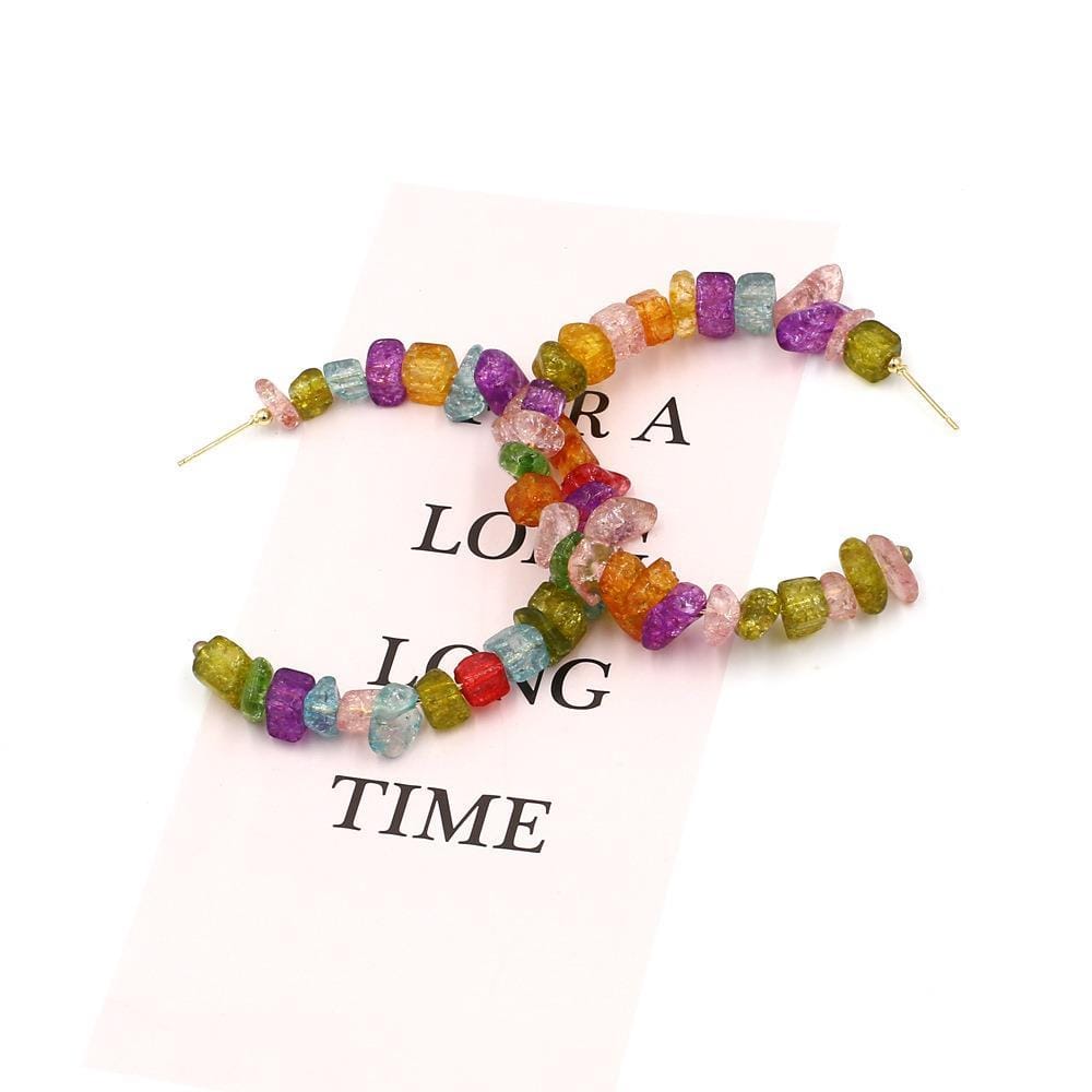 Ladies Hoop Earrings - Multi Coloured Resin Bead Hoops - Jewellery Gift - Last True Angel