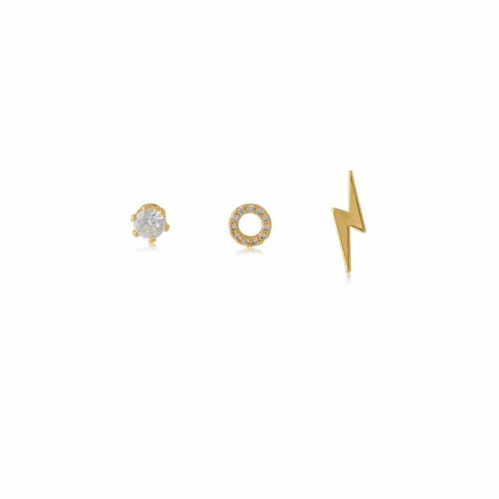 Ladies Mixed pack of studs for Pierced Ears Gold Plated CLOTHILDE Mixed Pack 2355 Perfect Jewellery Gift by Big Metal London