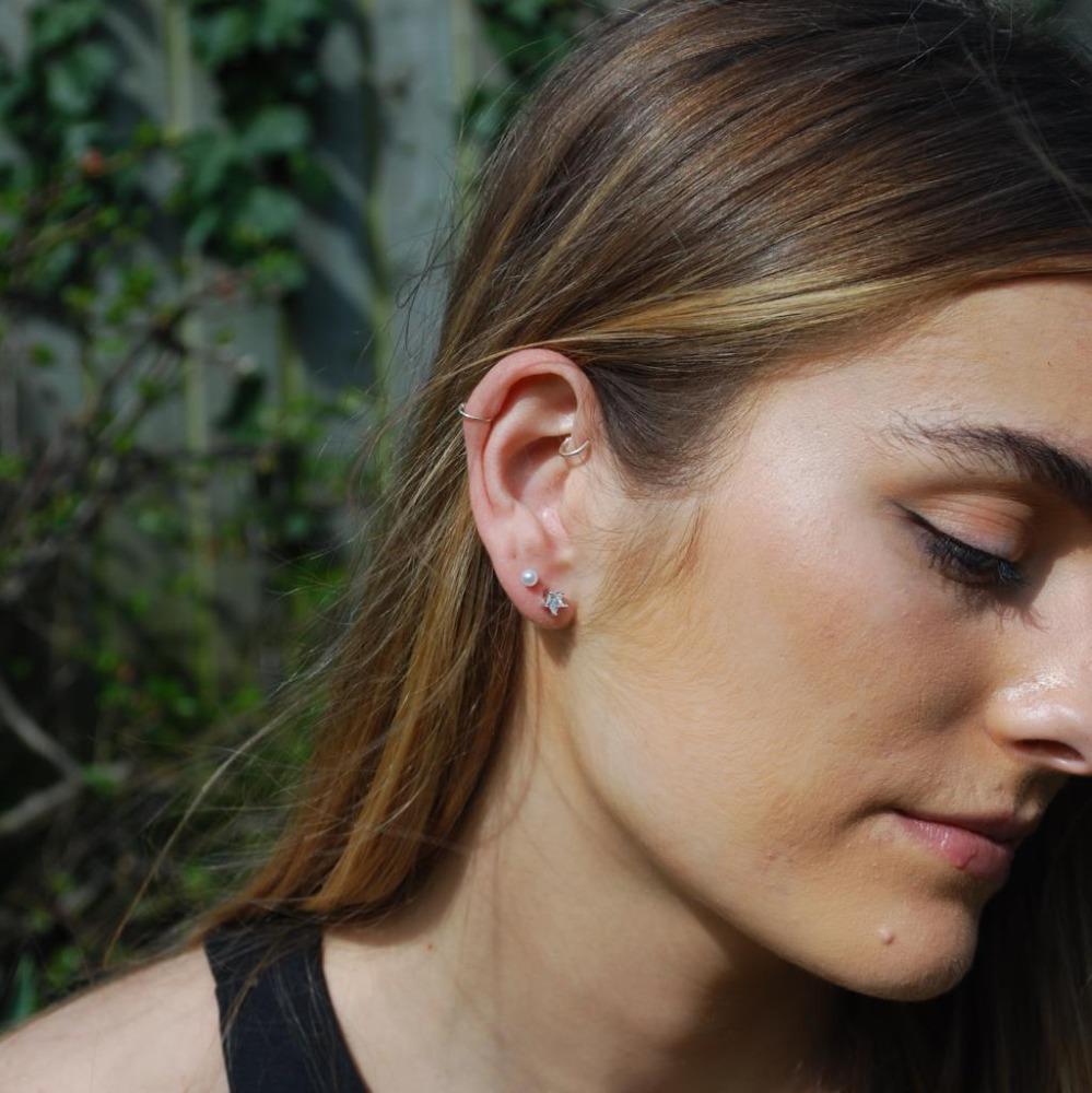 Ladies Pearl and Cubic Zirconia Stud Earrings for Pierced Ears - Pack of 3 Star Designs - Jewellery Gift - Last True Angel