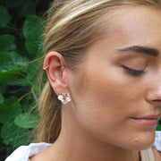 Ladies Earrings Butterfly, Flower & Pearl Circle earring in gold Perfect Gift By Last True Angel LE047G