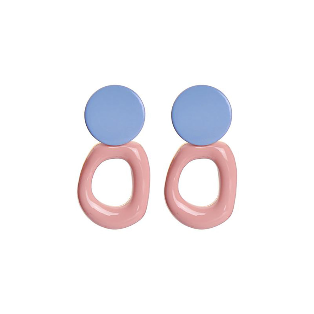 Ladies Pierced Earrings Enamel Disc & Hoop Perfect Gift By Last True Angel LE499C