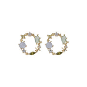 Ladies Earrings Multi gem circle earring with white, blue & green Jewellery Gift By Last True Angel LEO21G