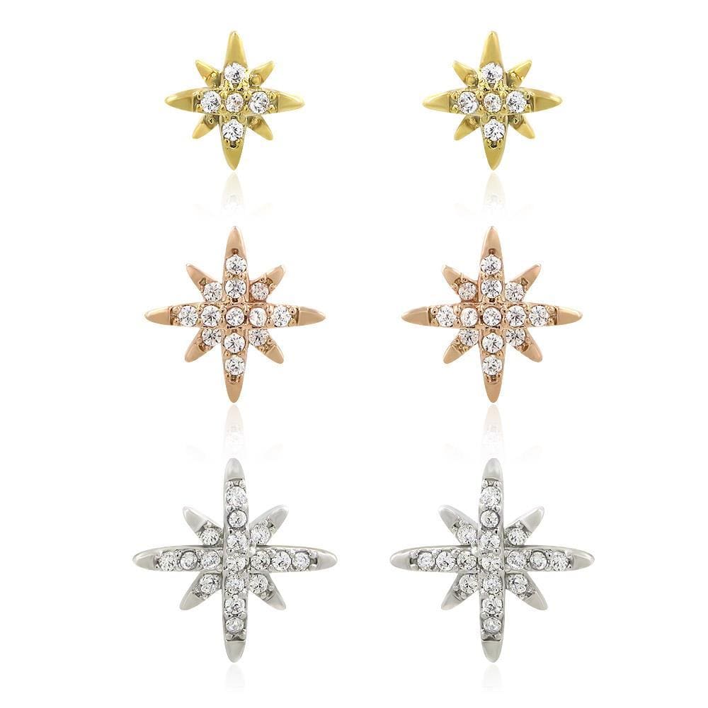 Ladies Stud Earrings - Pack of 3 Star - Jewellery Gift - Last True Angel