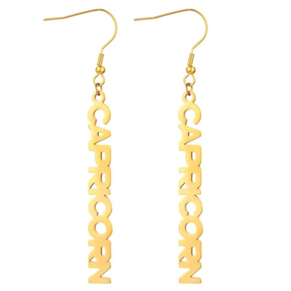 Ladies Zodiac Sign Gold Plated Pierced Earrings - Jewellery Gift - Last True Angel