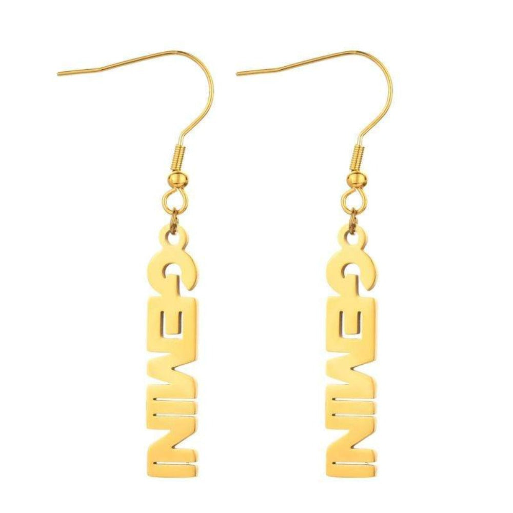 Ladies Zodiac Sign Gold Plated Pierced Earrings - Jewellery Gift - Last True Angel