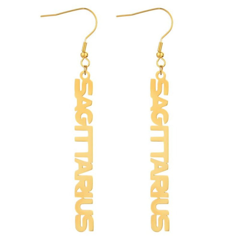 Ladies Zodiac Sign Gold Plated Pierced Earrings - Jewellery Gift - Last True Angel